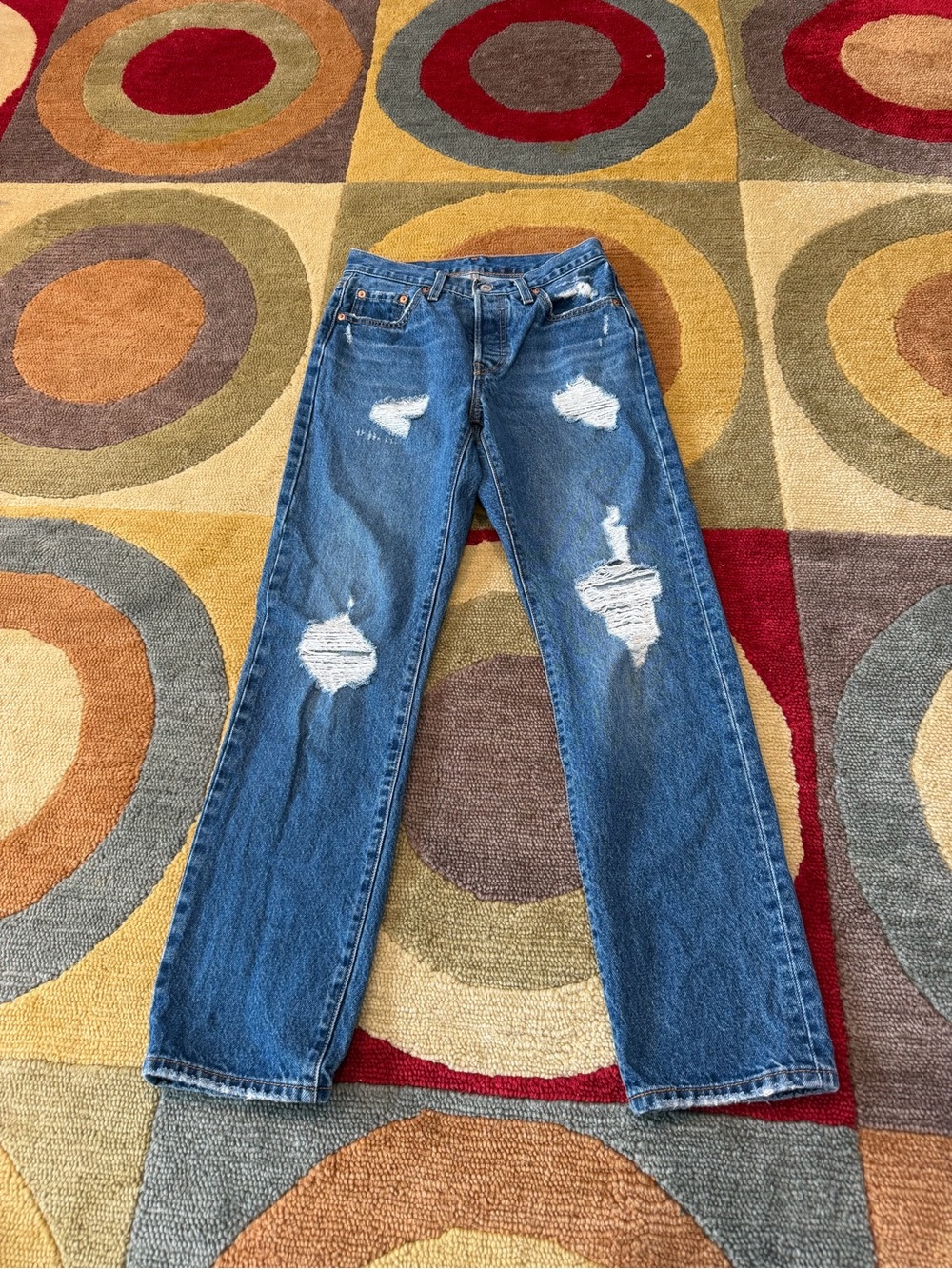 Levi’s 501 Jeans Straight Leg Jeans Denim Distressed Women’s Size 25 Waist